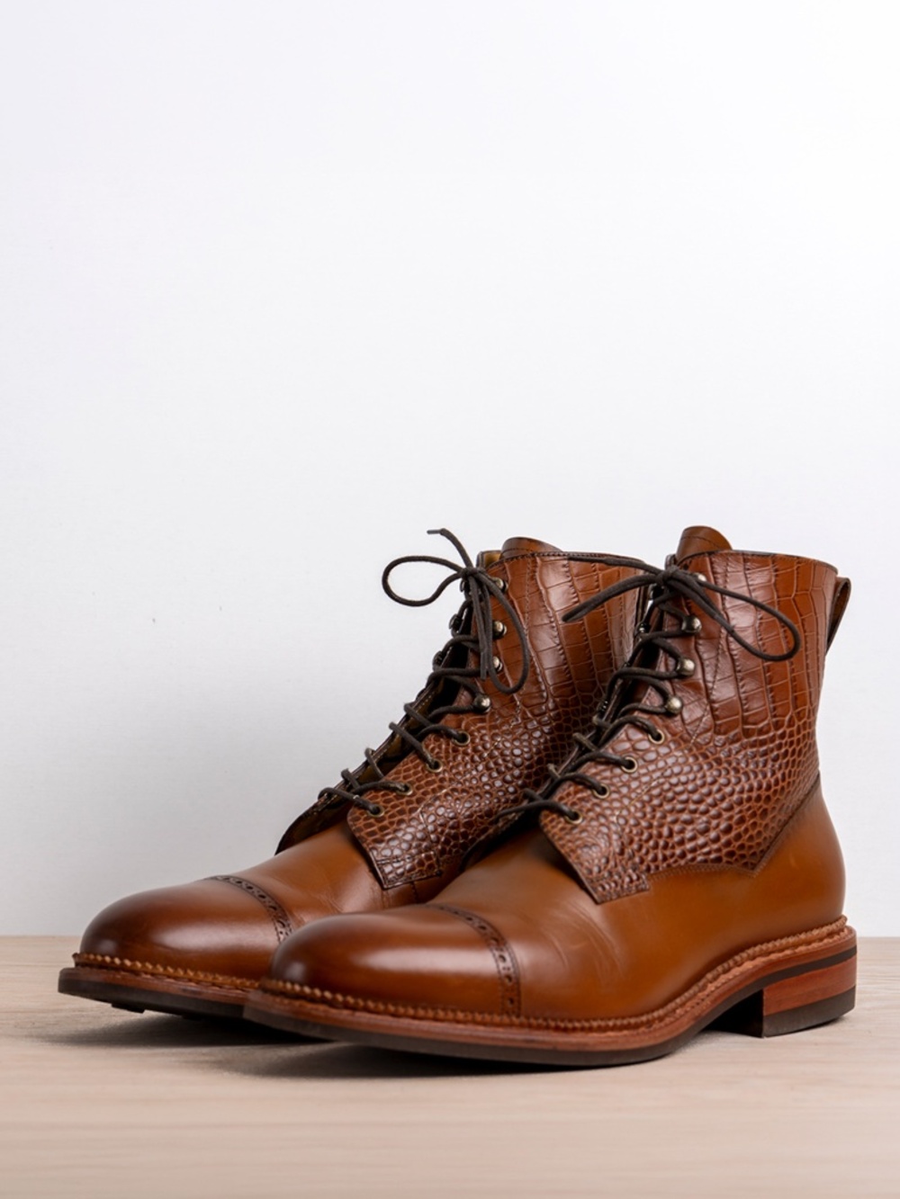 TAFT Irwin Boot Cognac Leather Cap Toe Boots Size 10